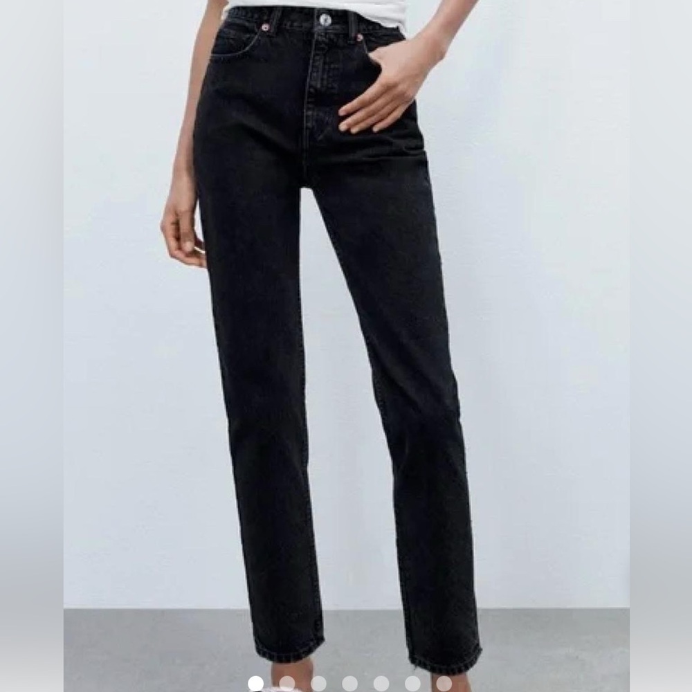 Zara Jeans Slim Fit High Rise Ankle Length Charcoal Black Wash Grunge Women’s 4
